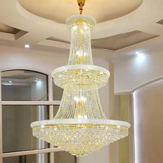 Luxury French Empire Chandelier for Villa Hall Ceiling Three-layers Crystal Light for Hotel Lobby - Richardrider