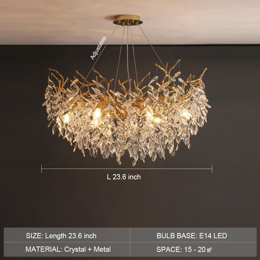 Albero Modern French-Style Branch Crystal Chandelier with Crystal Leaf - Richardrider