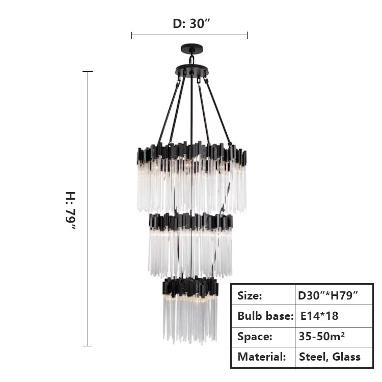 Large Elegant Multi-layers Glam Glass Chandelier for High-ceiling Staircase/Entryway/Living/meeting Room - Richardrider