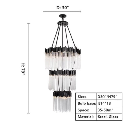 Large Elegant Multi-layers Glam Glass Chandelier for High-ceiling Staircase/Entryway/Living/meeting Room - Richardrider