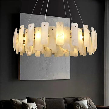 Alabaster Flake Round Chandelier 20" 23" 31" 39''D - Richardrider