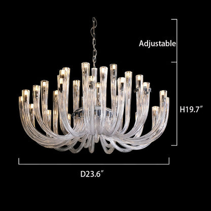 Modern Floral Reeded Glass Chandelier for Living/ Dining Room