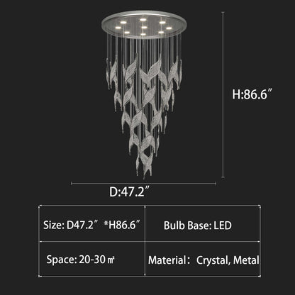 Modern Light Luxury Multi-layered Openwork Leaf Crystal Chandelier for Living Room/ Staircase/Duplex - Richardrider