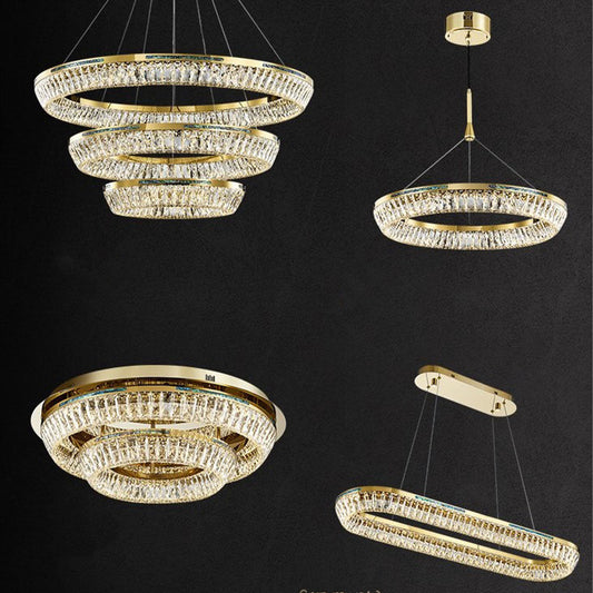 Light Luxury Creative Multi-layer Shell Crystal Art Chandelier for Living/Dining Room