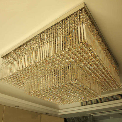 Square ceiling mounted crystal chandelier
