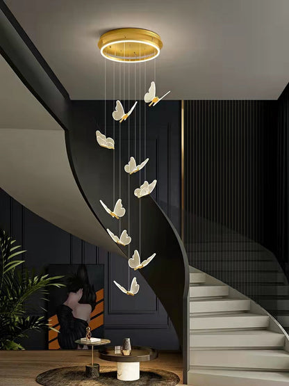 Nordic Butterfly Chandelier Luxury Foyer Staircase Ceiling Light For Living / Dining Room