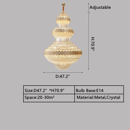 Extra Large Multi-layers Gold Luxury Crystal Chandelier Modern Empire Decrative Crystal Light For Living Room/Foyer/Staircase - Richardrider