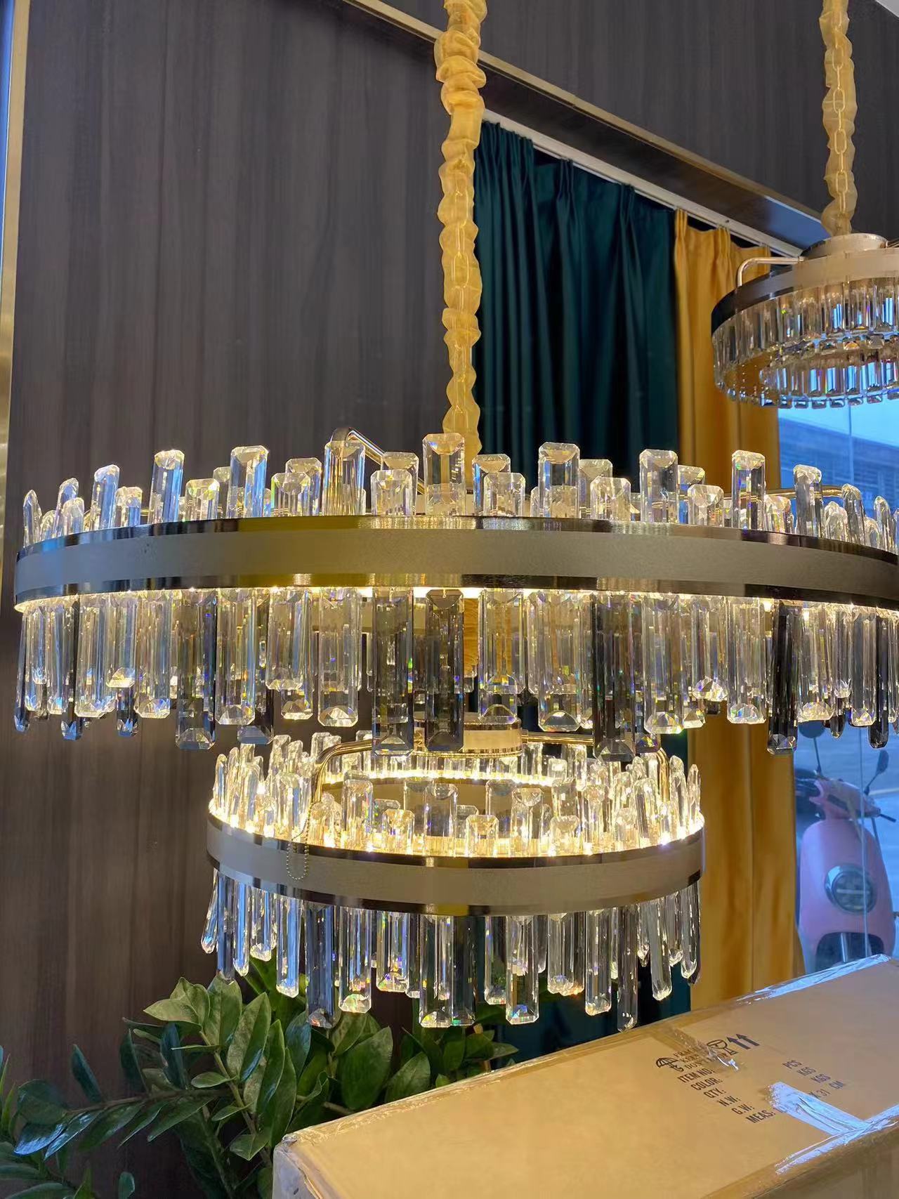 Modern Round/Rectangular Crystal Chandelier Collection For Living Room/Hallway/Dining/Bedroom