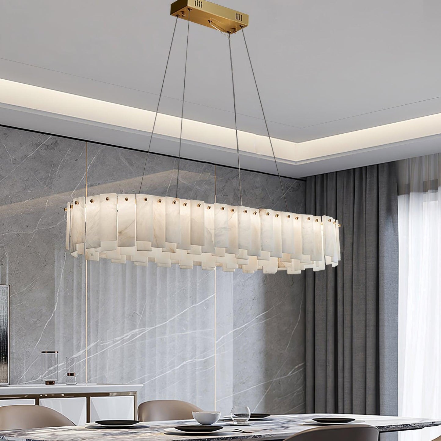 Halos Alabaster Round/Square Chandelier - Richardrider