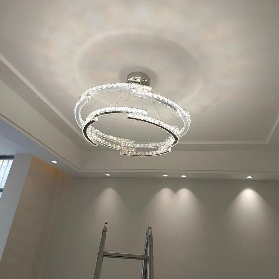 Modern Luxury Crystal Pendant Irregular Rings Chandelier Suit for Living/Dining Room/Bedroom