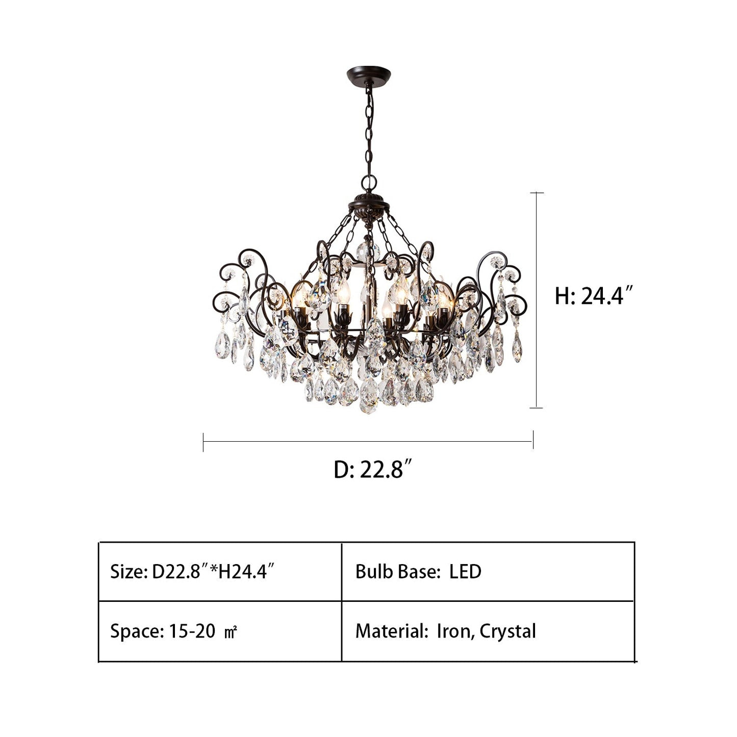 European Retro Light Luxury Crystal Pendant Electronic Candle Chandelier for Living Room / Dining Room / Bedroom