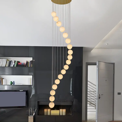 Alabaster Brass Modern Globe Spiral Chandelier - Richardrider
