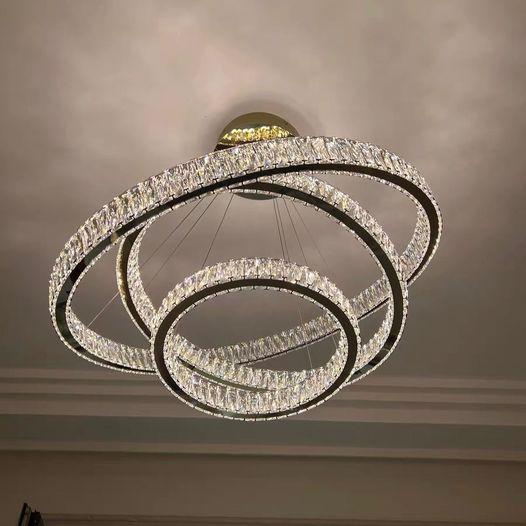 Modern Front Entryway Chandelier 3/4/5/6/7 Rings Crystal Gold/ Chrome Finish Ceiling Lamp - Richardrider
