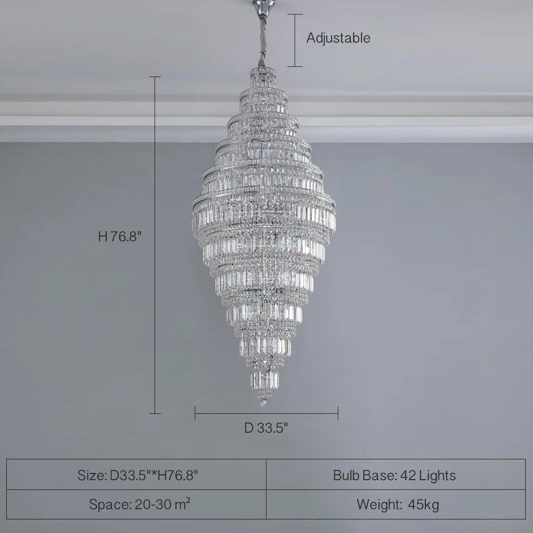 Chrome Extra Large Crystal Chandelier for Foyer Staircase Living Room Entrance Ceiling Light Fixture In Silver - Richardrider
