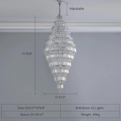 Chrome Extra Large Crystal Chandelier for Foyer Staircase Living Room Entrance Ceiling Light Fixture In Silver - Richardrider
