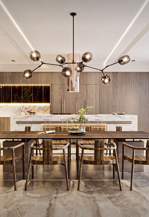Modern Sputnik Smoky Gray/Amber Glass Branch Chandelier for Kitchen Island/Dining Room - Richardrider