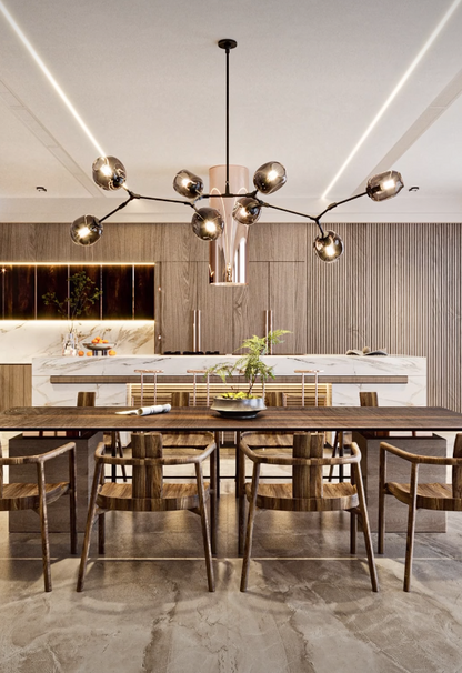 Modern Sputnik Smoky Gray/Amber Glass Branch Chandelier for Kitchen Island/Dining Room - Richardrider