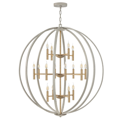 Yoriosera Chandelier Steel & White Etched Glass 22.25"D
