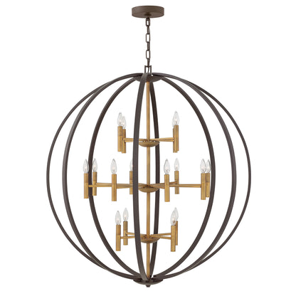 Yoriosera Chandelier Steel & White Etched Glass 22.25"D