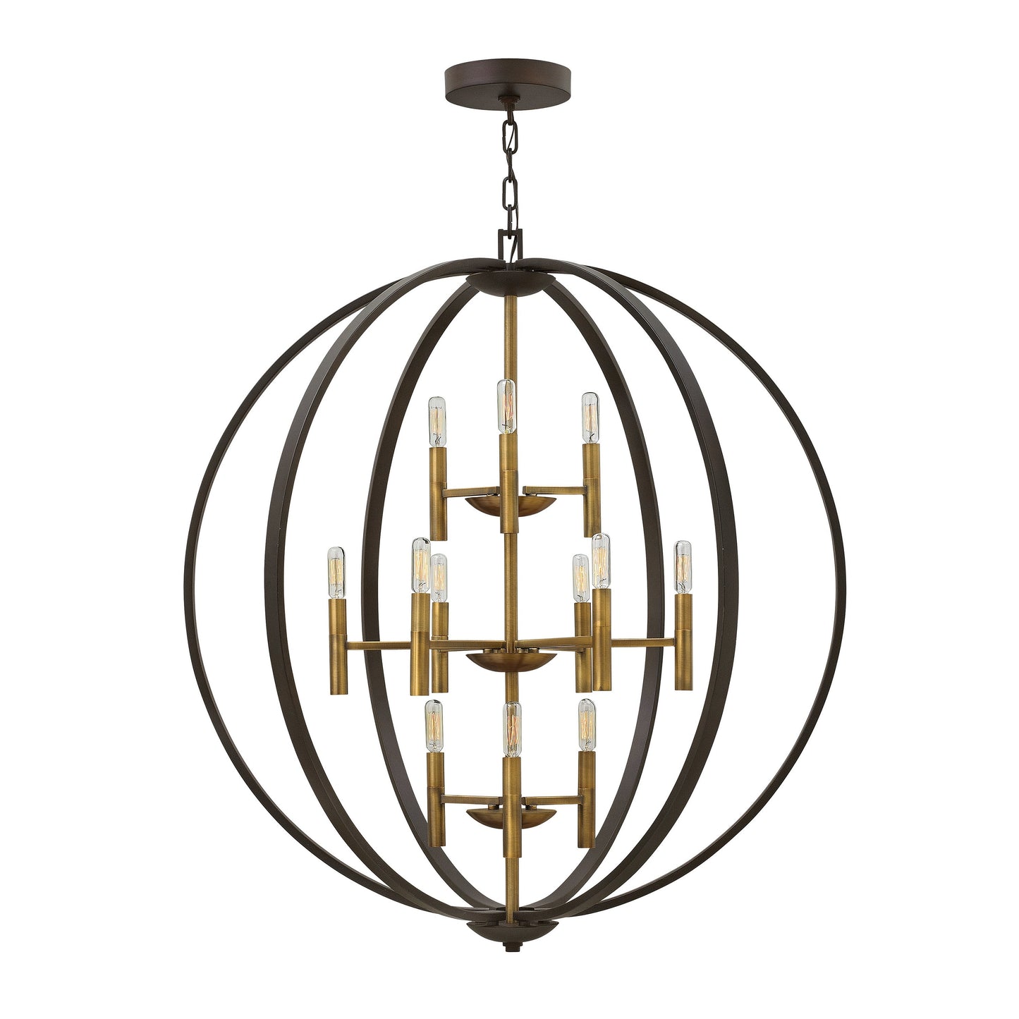 Yoriosera Chandelier Steel & White Etched Glass 22.25"D