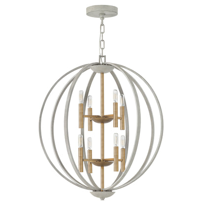 Yoriosera Chandelier Steel & White Etched Glass 22.25"D