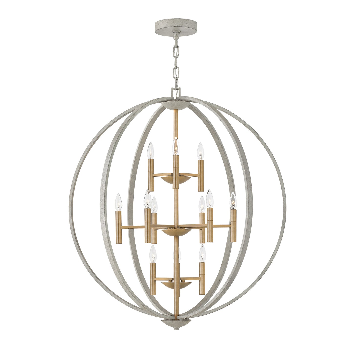 Yoriosera Chandelier Steel & White Etched Glass 22.25"D