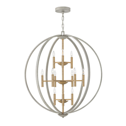 Yoriosera Chandelier Steel & White Etched Glass 22.25"D