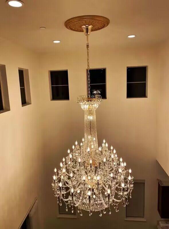 Extra Large European-style Multi-layers Candle Luxury Crystal Chandelier Gold Art Foyer/Staircase Decorative Light Fixture - Richardrider