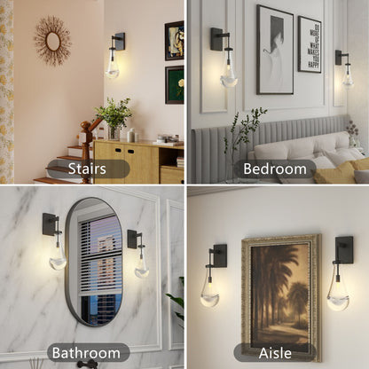 Wall Sconces, Black Wall Sconces Modern Bathroom Lights, Sconces Wall Lighting With Clear Glass, Wall Mounted Light Wall Lamp For Living Room Hallway Reception Desk