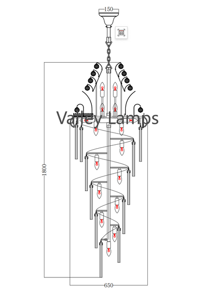 Luxury Extra Long Crystal Chandelier for Villa/Staircase/Foyer - Richardrider