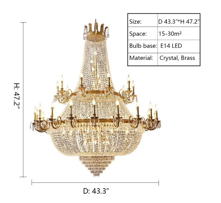 Oversized Luxury Double-layers Golden French Style Crystal Chandelier for Living/Dinning Room/Foyer/Hallway/Staircase - Richardrider