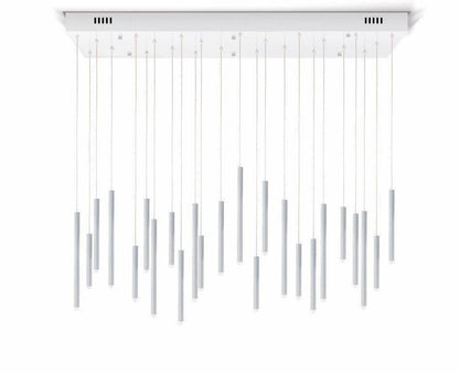 Bellini Rectangular Tri-Tone Tubular Pendant Light Chandelier - Richardrider