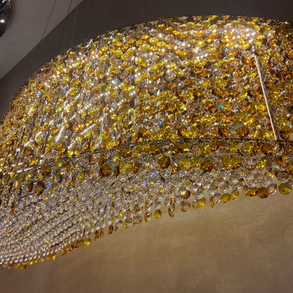 Italian Modern Light Luxury Round/Wavy Crystal Chandelier Decorative Light Fixture for Living Room/Dining Room