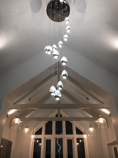 Extra Long Glass LED Droplight Chandelier Pendant for Staircase/Foyer
