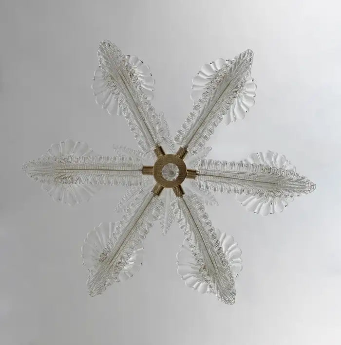 Vintage Italian 6-Arm Glass Chandelier for Low-ceiling Bedroom/Dining Room
