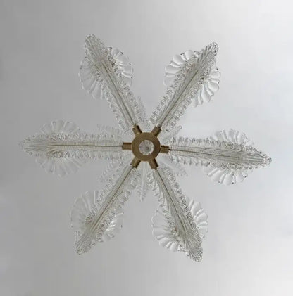 Vintage Italian 6-Arm Glass Chandelier for Low-ceiling Bedroom/Dining Room