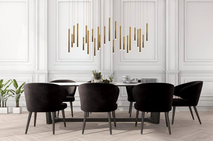 Bellini Rectangular Tri-Tone Tubular Pendant Light Chandelier - Richardrider