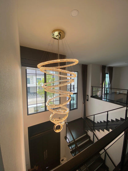 Modern Front Entryway Chandelier 3/4/5/6/7 Rings Crystal Gold/ Chrome Finish Ceiling Lamp - Richardrider