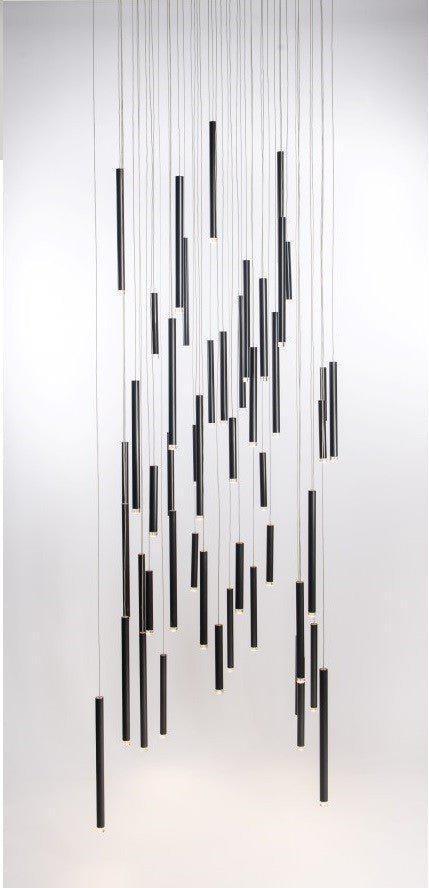 Bellini Rectangular Tri-Tone Tubular Pendant Light Chandelier - Richardrider