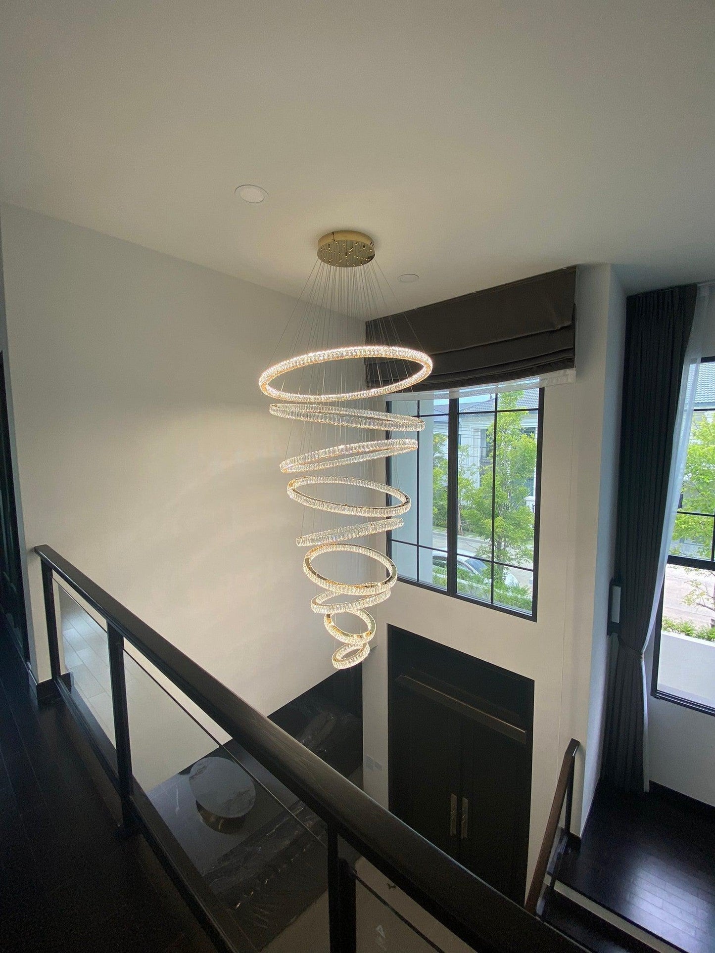 Modern Front Entryway Chandelier 3/4/5/6/7 Rings Crystal Gold/ Chrome Finish Ceiling Lamp - Richardrider
