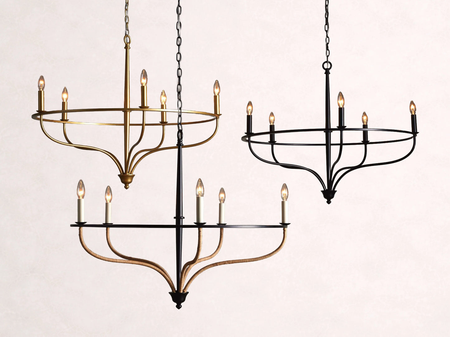 Rosalind Rattan Chandelier in Black