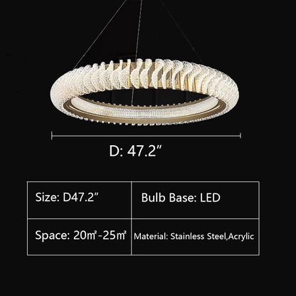 Extra Large Tiers Modern Stainless Steel Ring Chandelier for Living Room/Foyer/Big Entrys