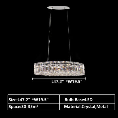 Modern Silver Ceiling Round/Rectangle Crystal Chandelier Set for Living Room/Dining Room/ Bedroom Decorative Light Fixture
