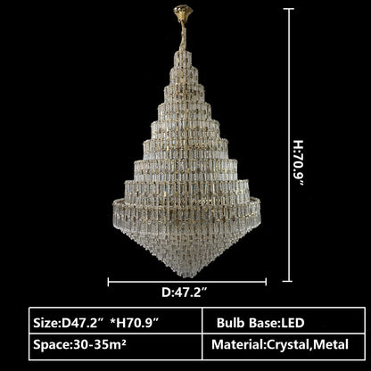 Oversized Multi-layers Honeycomb Luxury Crystal Chandelier in Gold Finish for Big Hallway/Foyer/Entryway