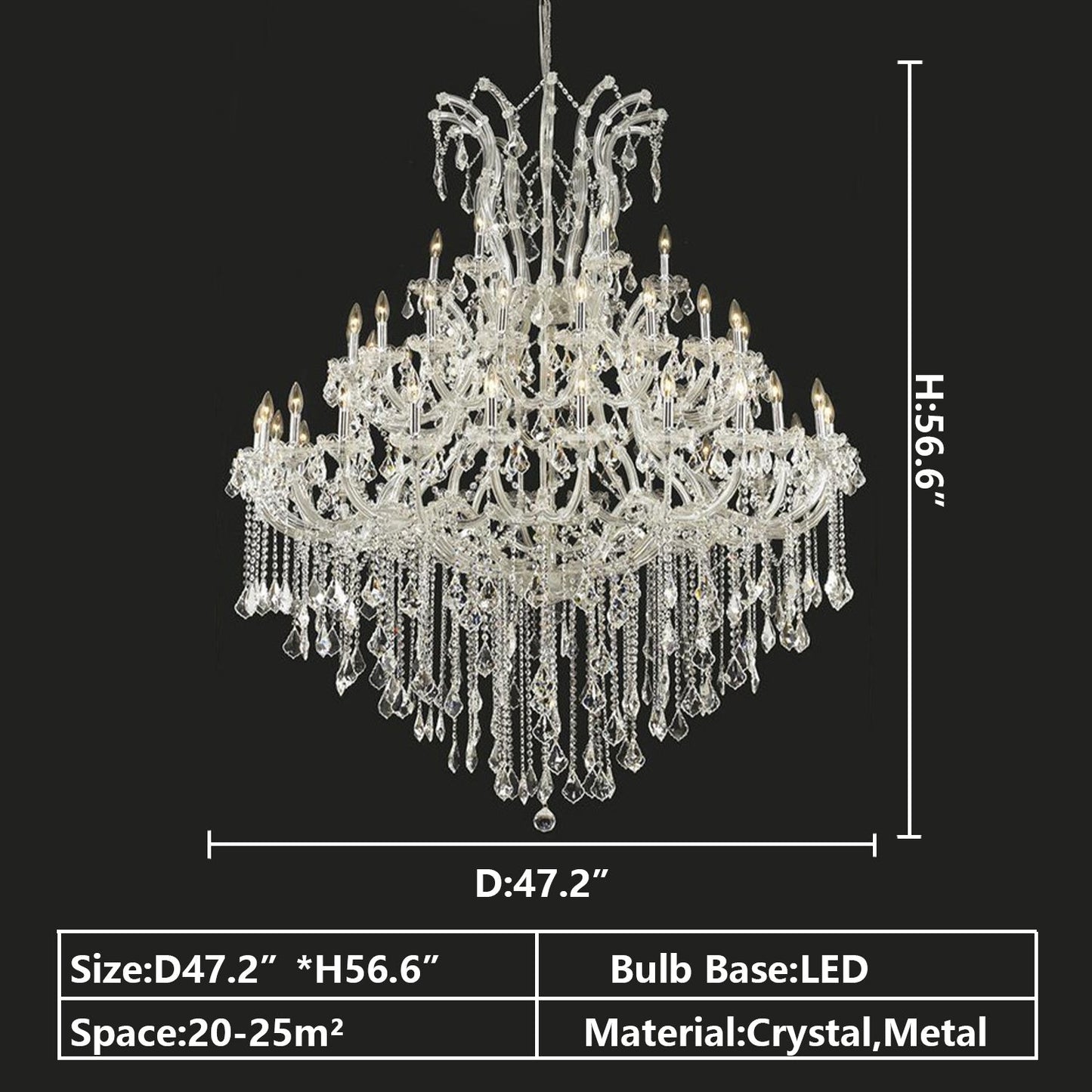 Oversized European Chrome Classic Candle Branch Crystal Chandelier for 2-Story/Duplex Buildings - Richardrider