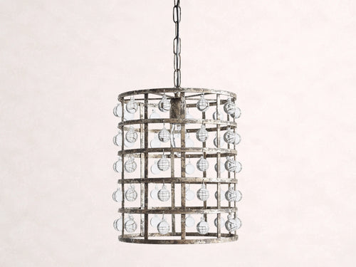 La Cage 12" Pendant in Silver Clay
