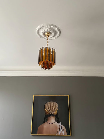 Murano Glass Chandelier – 47 prisms – Amber/Smoked