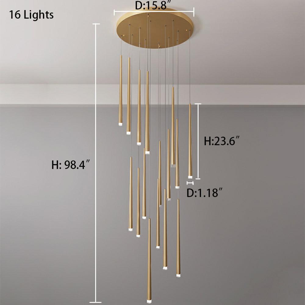 Minimalism Foyer Staircase Chandelier Ceiling Pendant Lighting Fixture For Living Room Entryway In Gold/ Black Finish - Richardrider