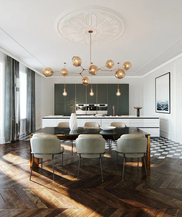 Modern Sputnik Smoky Gray/Amber Glass Branch Chandelier for Kitchen Island/Dining Room - Richardrider