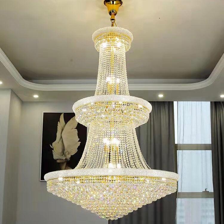 Luxury French Empire Chandelier for Villa Hall Ceiling Three-layers Crystal Light for Hotel Lobby - Richardrider